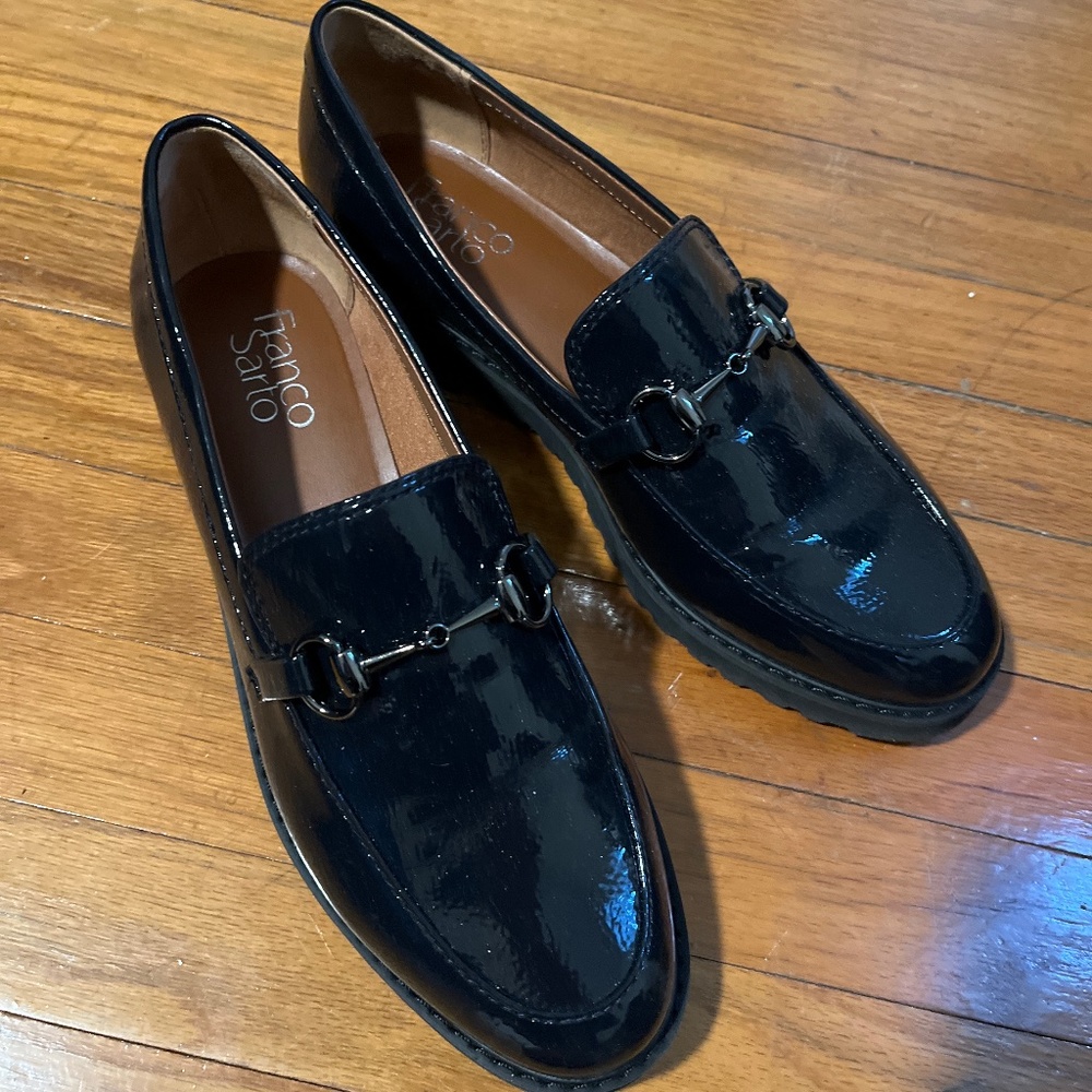 Franco Sarto Navy Patent Loafers